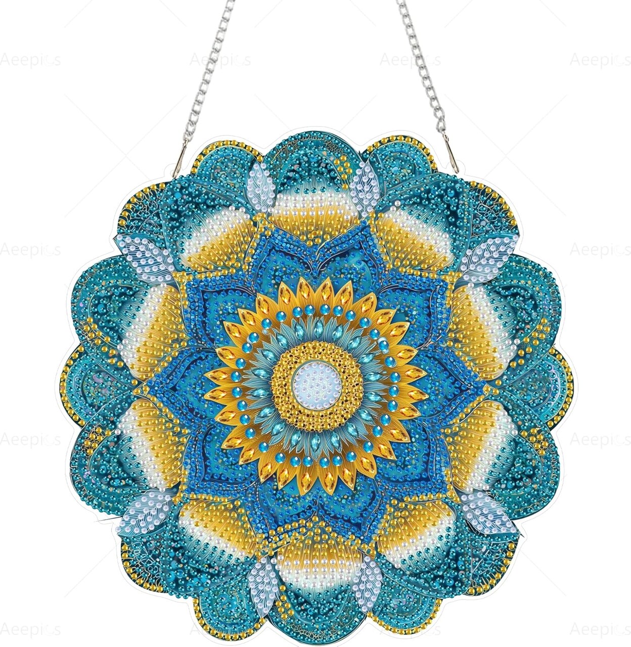 Mandala Hanging Diamond Art Kit for Adults – DIY Acrylic Diamond Painting Pendant Ornament, Diamond Art Board Craft Kit